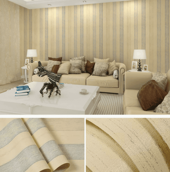 Self-Adhesive Wallpaper for Bedrooms and Dorms Waterproof and Moisture-Resistant Wall Covering (Blue & Yellow Wood Grain)