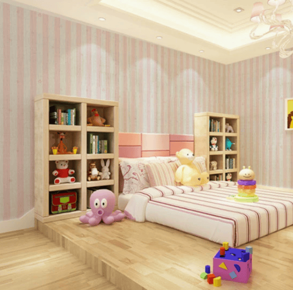 Self-Adhesive Wallpaper for Bedrooms and Dormitories Waterproof and Moisture-Resistant Wall Covering (Pink with Stars)