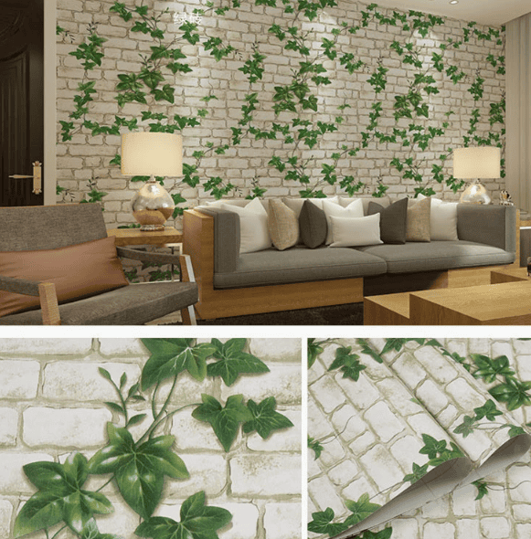 Self-Adhesive Wallpaper for Bedrooms and Dormitories Waterproof and Moisture-Resistant Wall Covering (Green Brick Pattern)