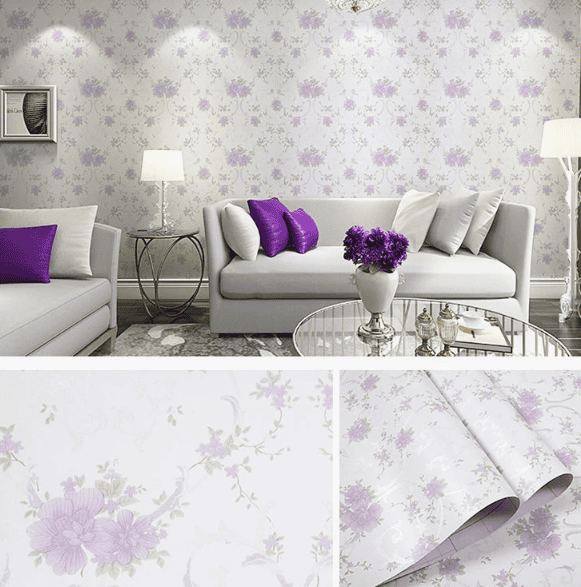 Self-Adhesive Wallpaper for Bedrooms and Dormitories Waterproof and Moisture-Resistant Rose Purple