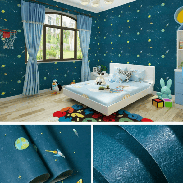 Self-Adhesive Wallpaper for Bedrooms and Dormitories Waterproof and Moisture-Resistant Wall Covering "Vast Starry Sky" Design